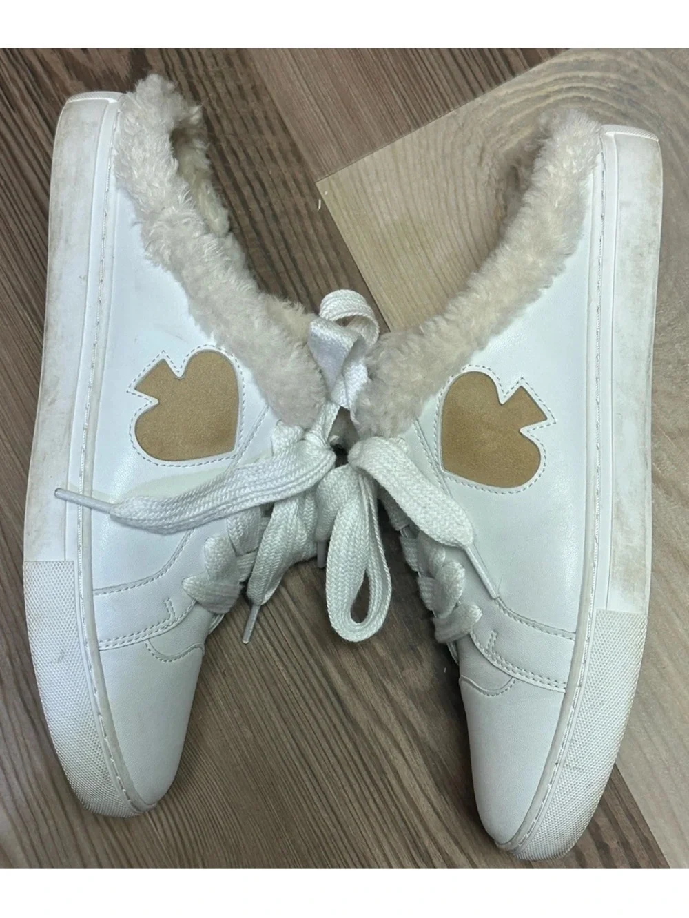 Kate Spade Fez Mule Faux Fur Wht Large Logo Leather Slip On Shoes Women Size 9B